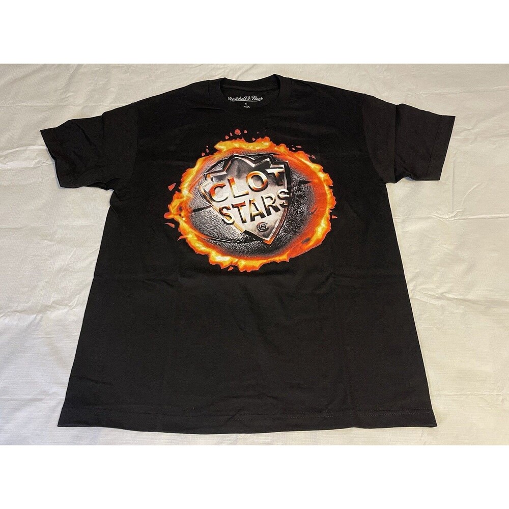 Clot X Mitchell and Ness Clot Stars Short Sleeve Shirt Size Large Black